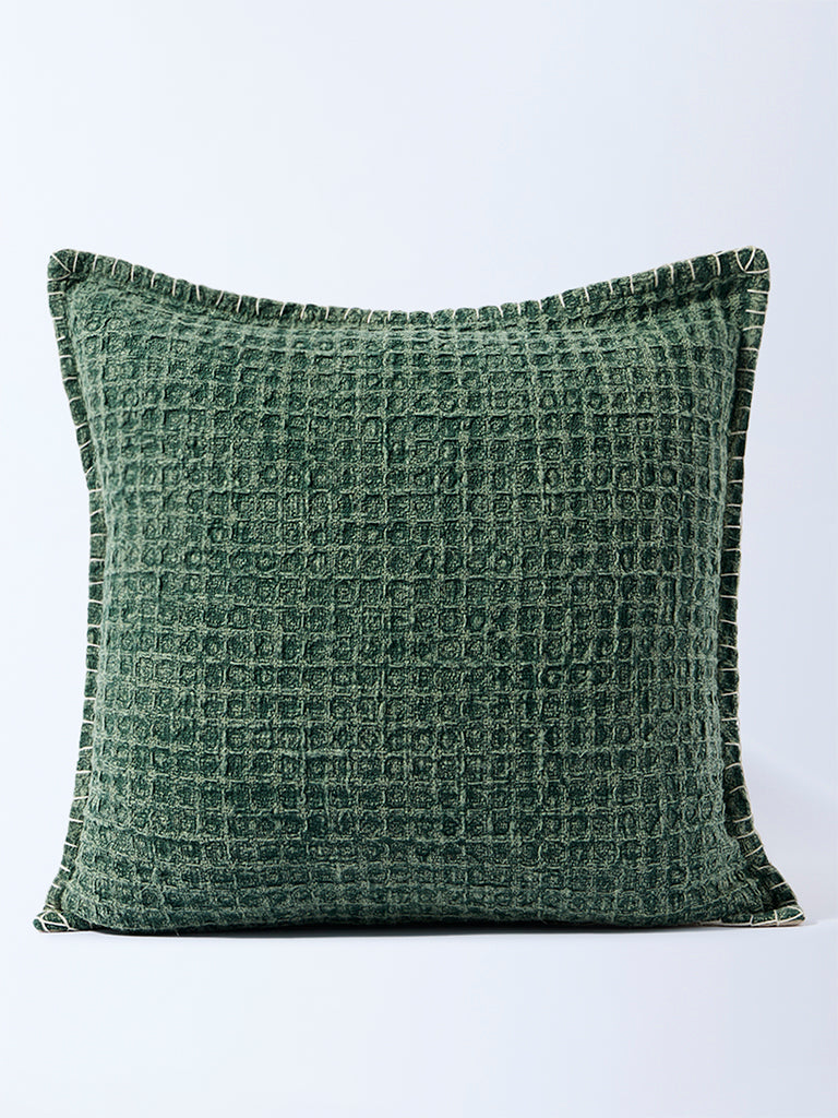 Westside Home Dark Green Waffle-Textured Cushion Cover