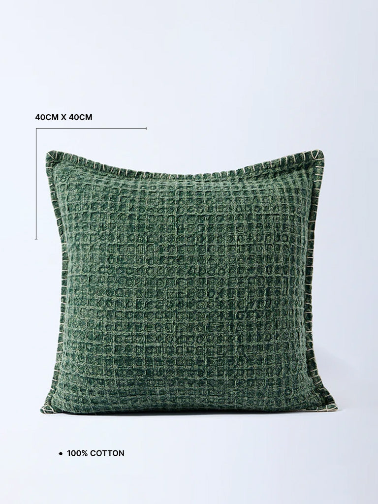 Westside Home Dark Green Waffle-Textured Cushion Cover - Image 4