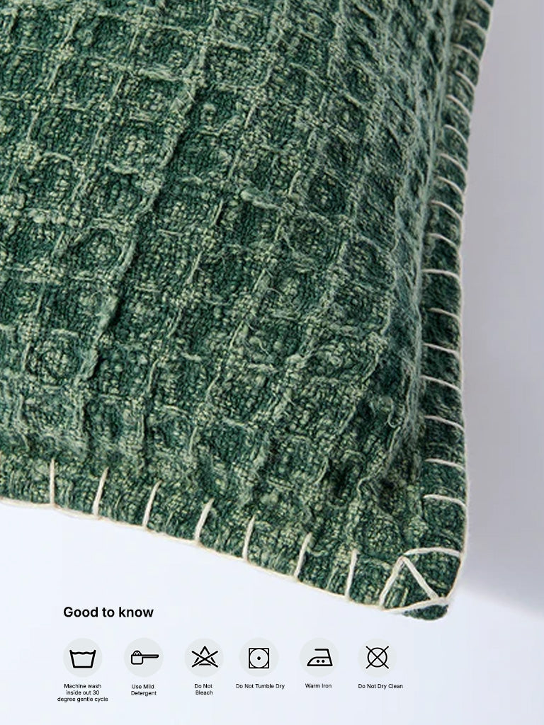 Westside Home Dark Green Waffle-Textured Cushion Cover - Image 5