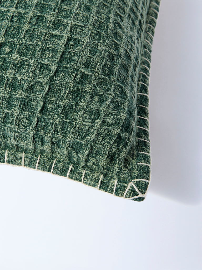 Westside Home Dark Green Waffle-Textured Cushion Cover - Image 3