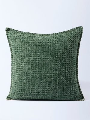 Westside Home Dark Green Waffle-Textured Cushion Cover