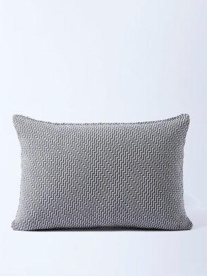 Westside Home Dusty Blue Zig Zag Design Knitted Cushion Cover