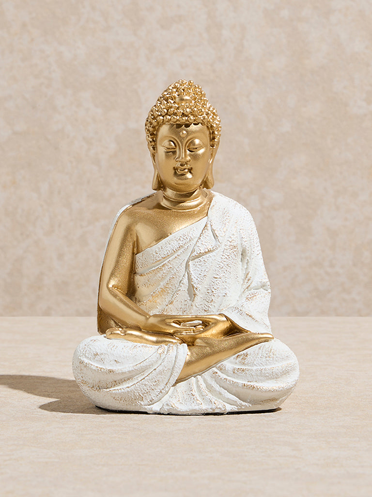 Westside Home White Sitting Buddha Showpiece