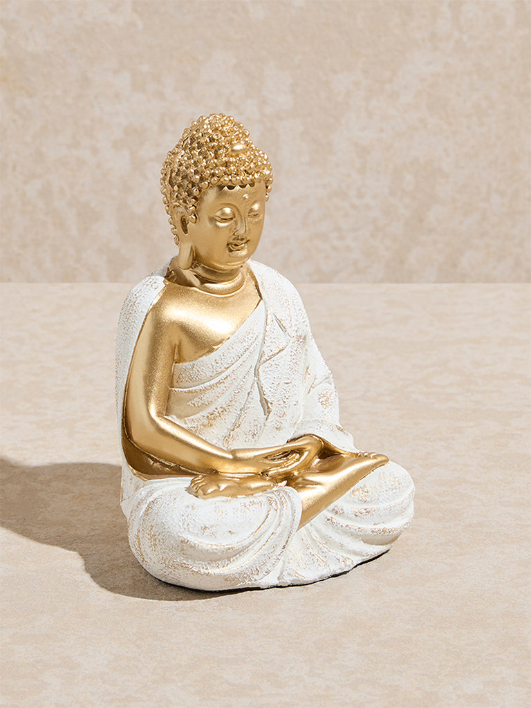 Westside Home White Sitting Buddha Showpiece - Image 2