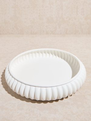 Westside Home White Ribbed Textured Serving Platter