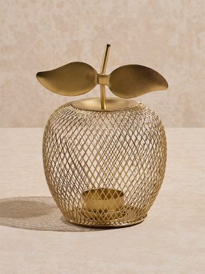 Westside Home Gold Apple Shaped Tealight Candle Holder