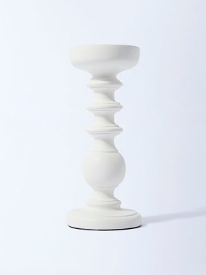 Westside Home White Sculptural Pillar Candle Stand