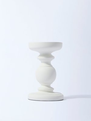 Westside Home White Sculptural Pillar Candle Stand