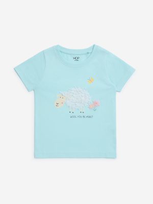 HOP Kids Aqua Animal Detailed Cotton T-Shirt
