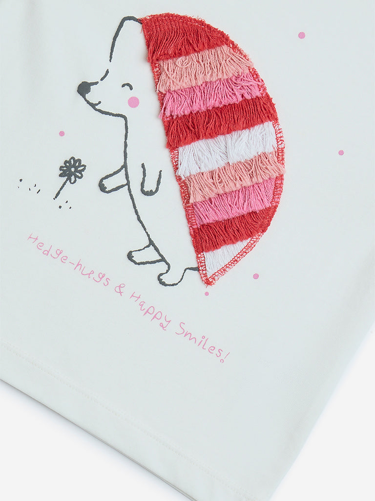 HOP Kids White Animal Design Cotton T-Shirt - Image 4