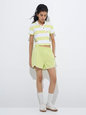 Studiofit Neon Green High-Rise Cotton Shorts