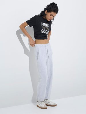 Studiofit Grey High-Rise Cotton-Blend Joggers