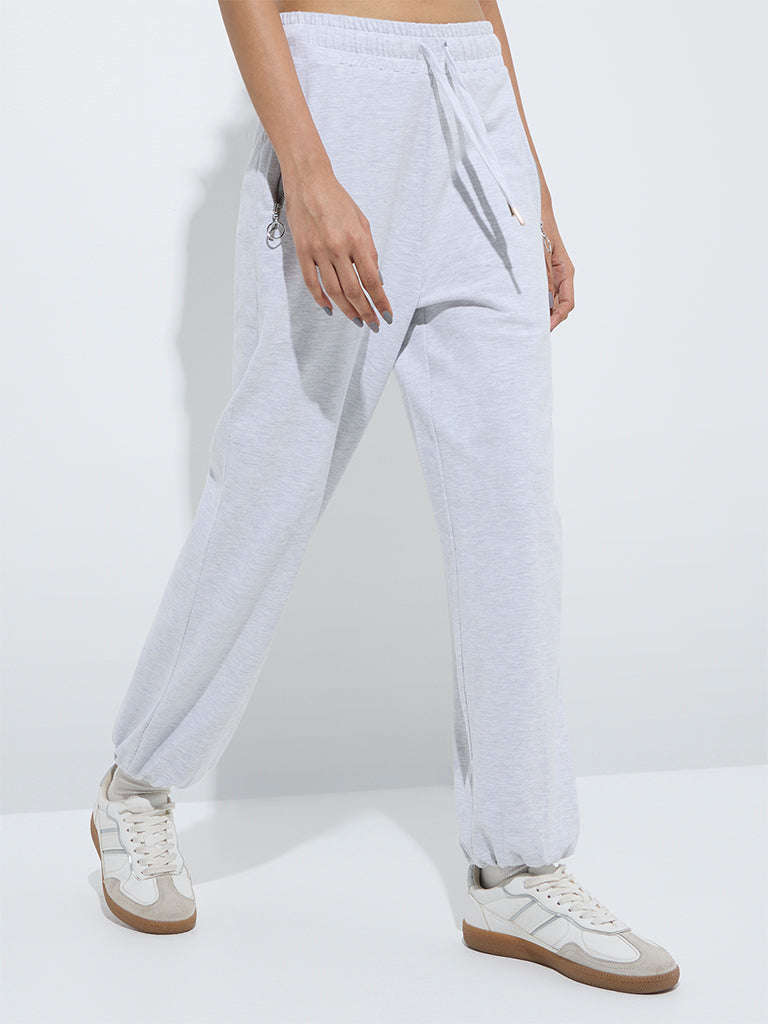 Studiofit Grey High-Rise Cotton-Blend Joggers - Image 2