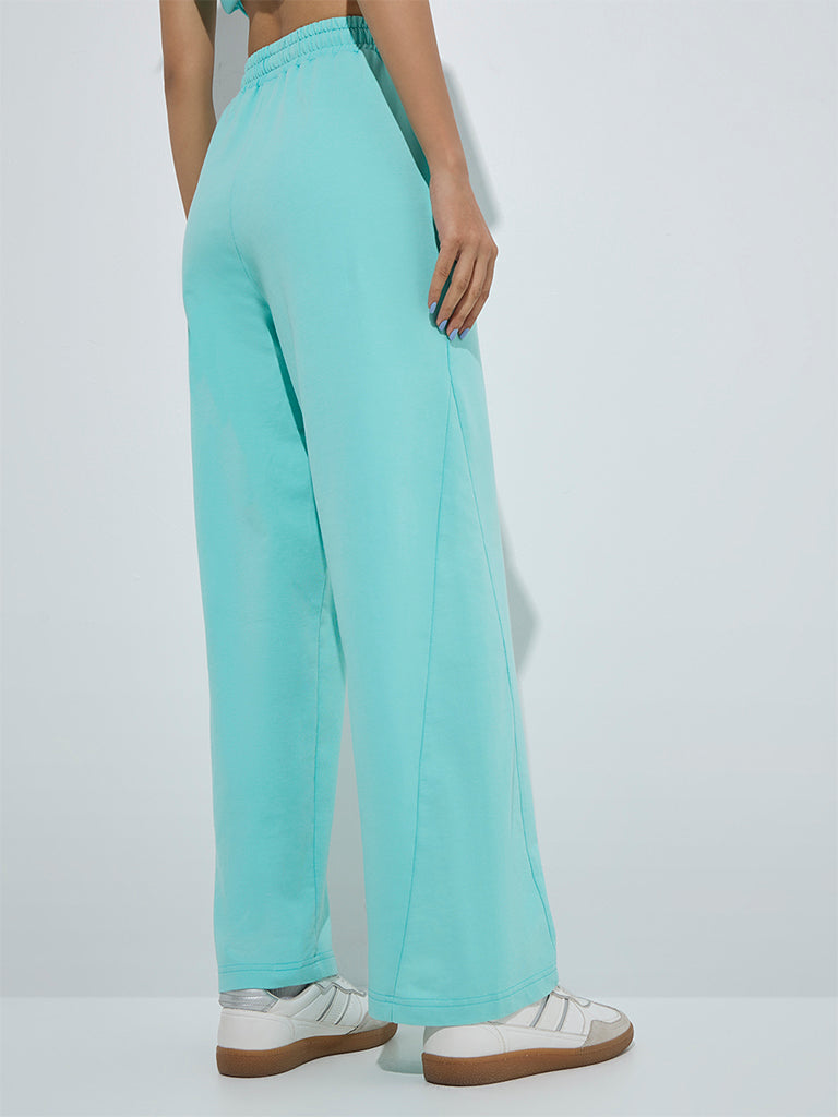 Studiofit Aqua Solid High-Rise Cotton Track Pants - Image 4