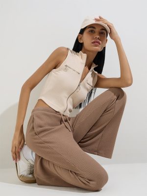 Studiofit Beige Ribbed-Textured Jacket