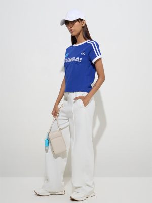 Studiofit Dark Blue Typographic Cotton T-Shirt