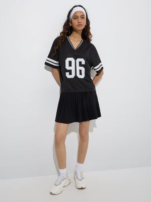Studiofit Black Numerical Printed Jersey T-Shirt