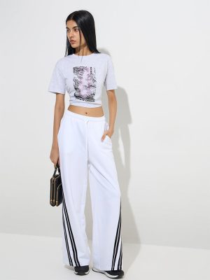 Studiofit Grey Printed Cotton T-Shirt