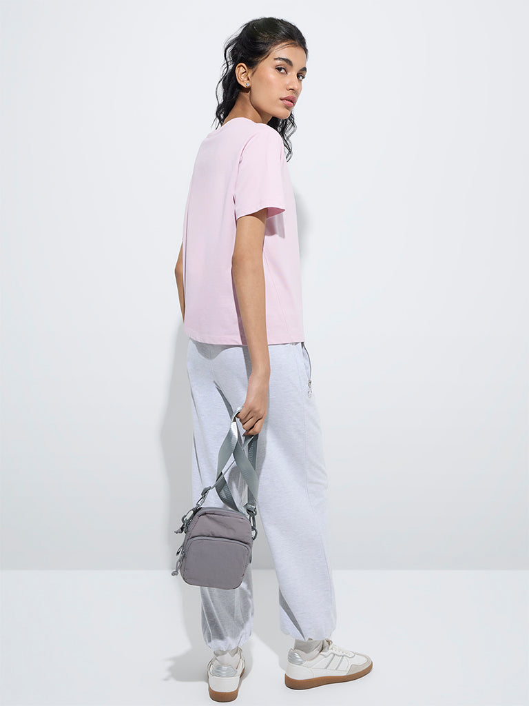 Studiofit Light Pink Typographic Cotton T-Shirt - Image 4