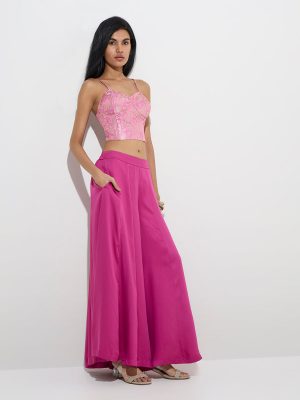 Vark Magenta Solid Palazzos