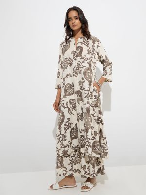 Utsa Dark Grey Anar Design A-Line Kurta