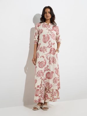 Utsa Dusty Pink Anar Detailed A-Line Kurta