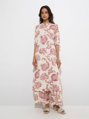 Utsa Dusty Pink Anar Printed Palazzos