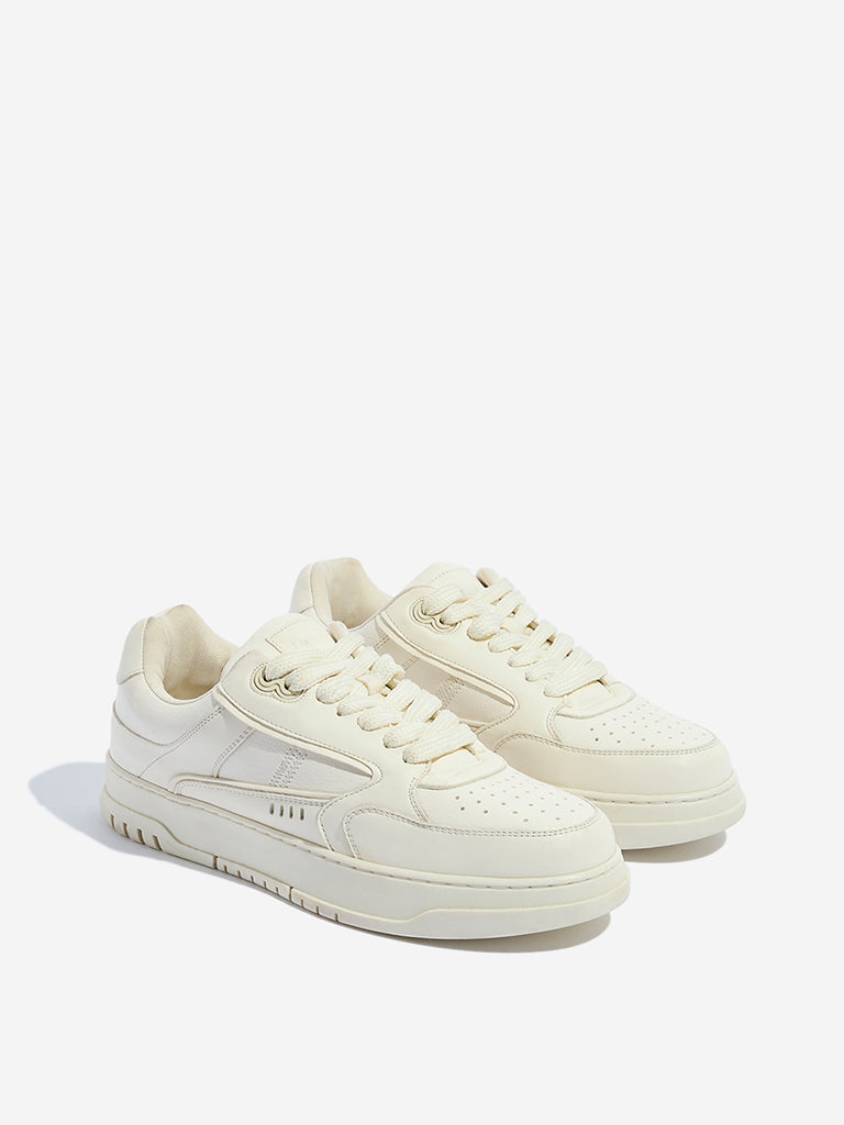 SOLEPLAY Off-White Perforated Lace-Up Sneakers - Image 2