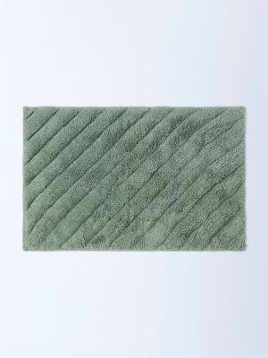 Westside Home Green Striped Bath Mat