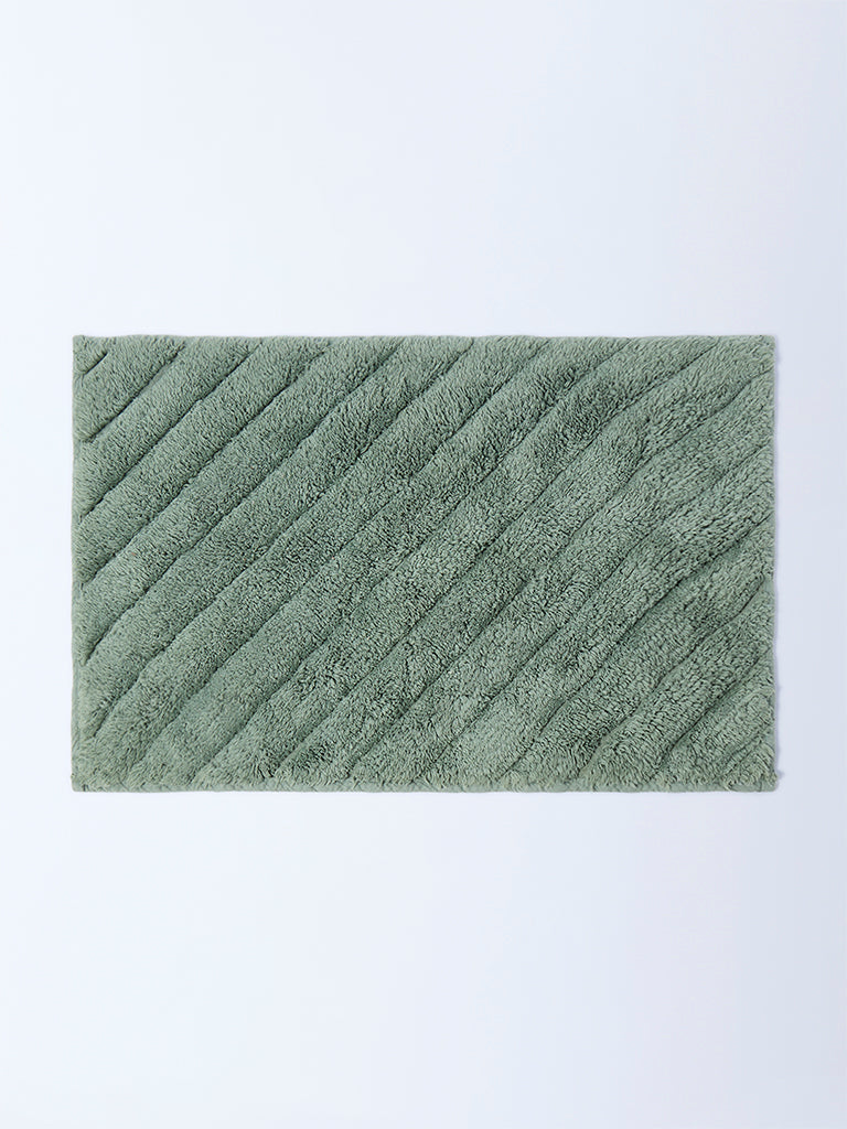 Westside Home Green Striped Bath Mat