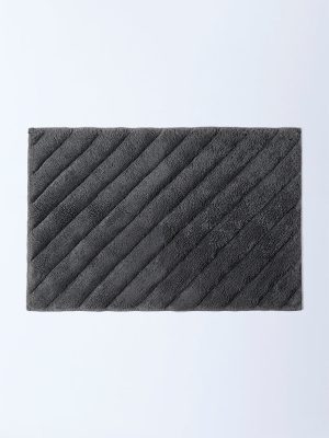 Westside Home Charcoal Stripe Printed Bathmat