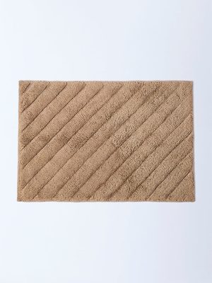 Westside Home Brown Stripe Printed Bathmat