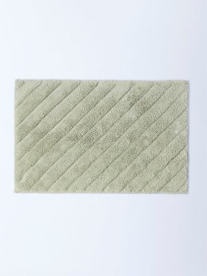 Westside Home Sage Striped Bath Mat