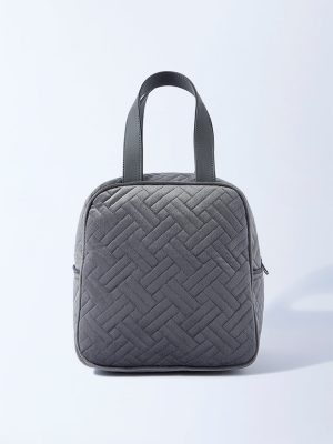 Westside Home Grey Textured Lunch Bag