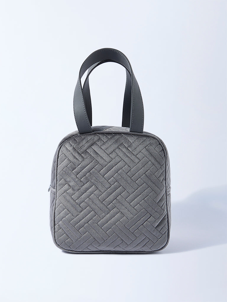 Westside Home Grey Textured Lunch Bag - Image 2