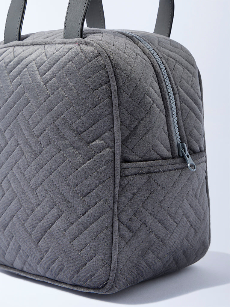 Westside Home Grey Textured Lunch Bag - Image 3