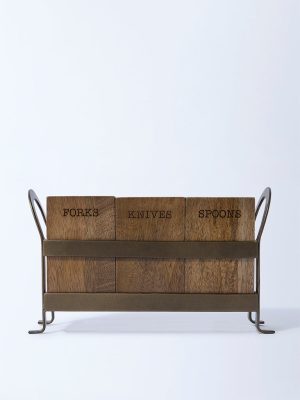 Westside Home Brown Wooden Caddy with Metal Stand