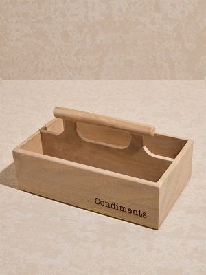 Westside Home Beige Wooden Condiments Caddy