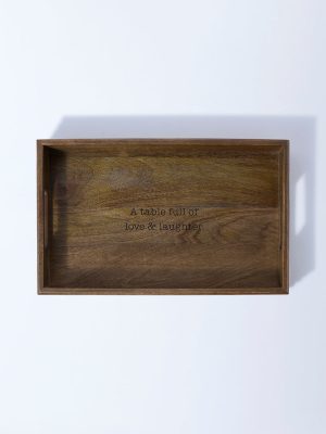 Westside Home Brown Typographic Wooden Tray