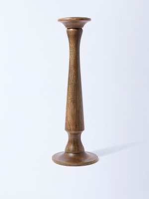 Westside Home Brown Wooden Pillar Candle Holder