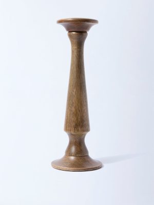 Westside Home Brown Wooden Pillar Candle Holder