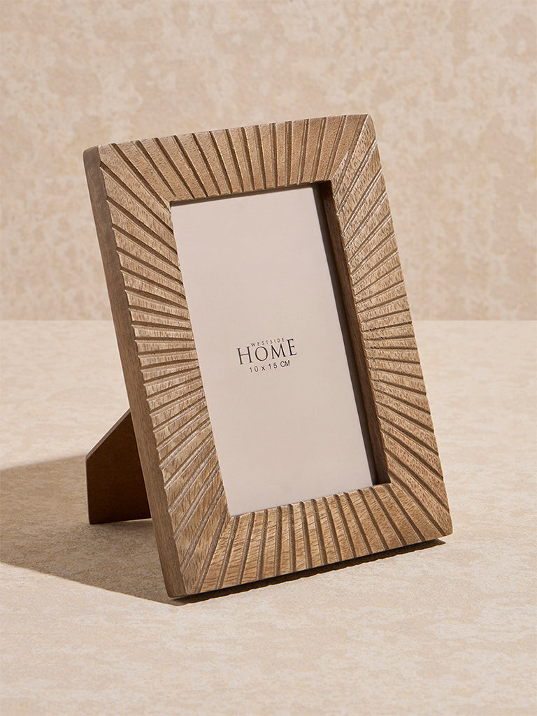 Westside Home Brown Ribbed Wooden Photo Frame - Image 2