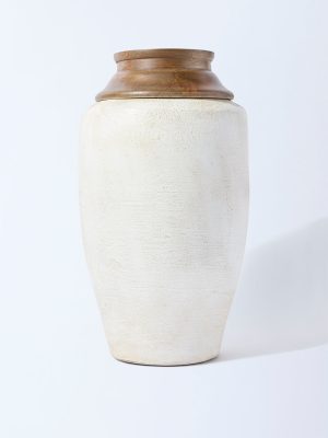 Westside Home Off-White Paper Mache Floor Vase