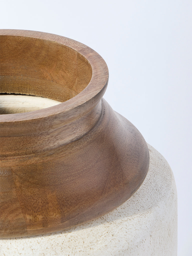 Westside Home Off-White Paper Mache Floor Vase - Image 3