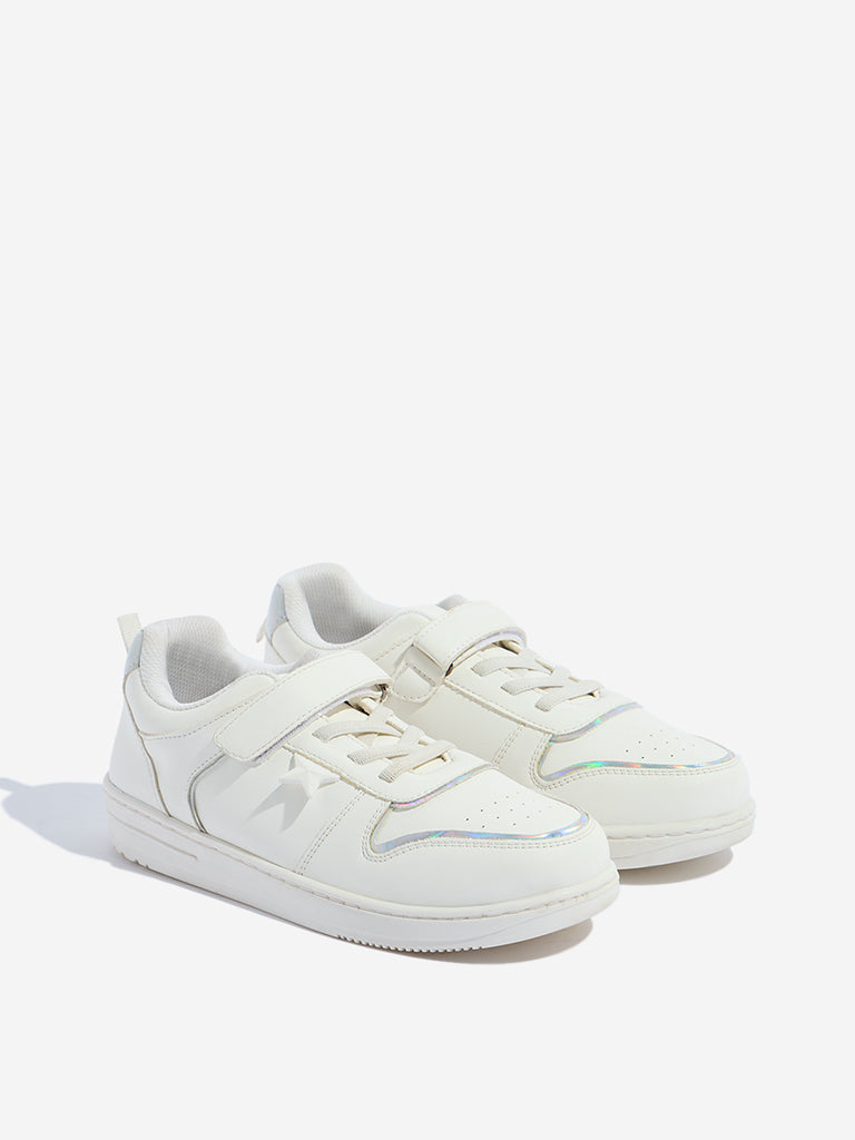 Yellow White Star-Detailed Lace-Up Sneakers - Image 2