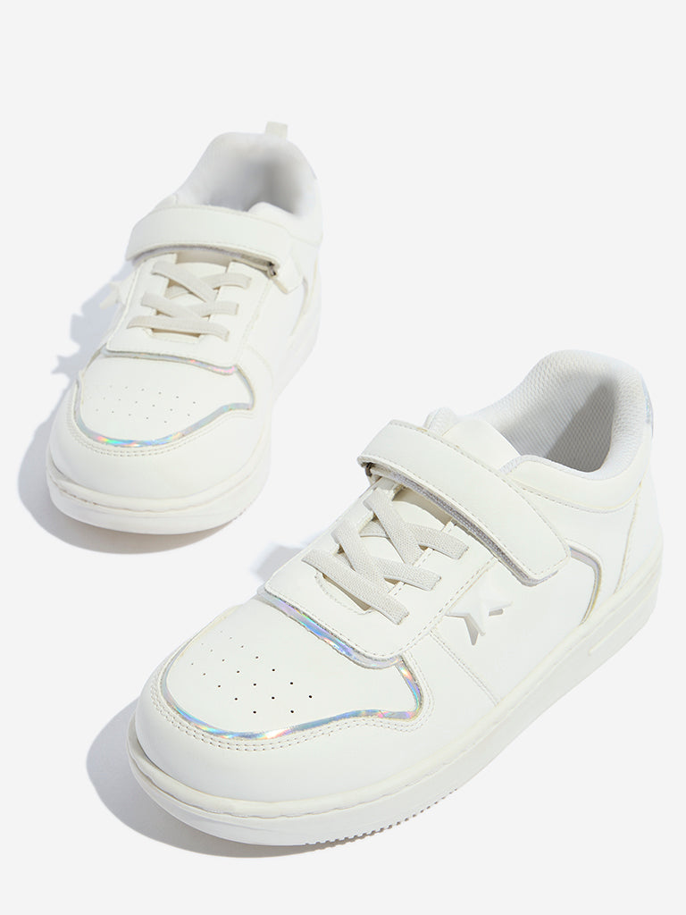 Yellow White Star-Detailed Lace-Up Sneakers - Image 3