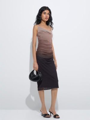 Nuon Beige Ombre-Finish Bodycon Dress