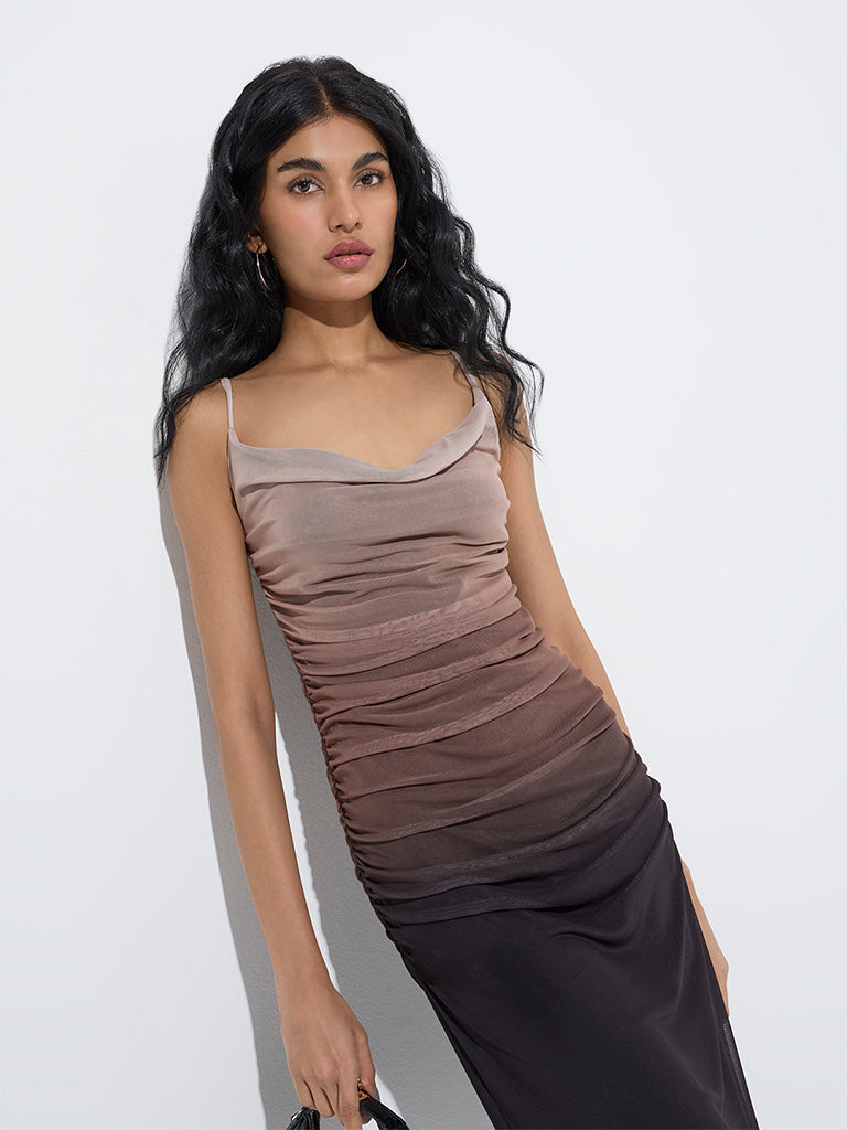 Nuon Beige Ombre-Finish Bodycon Dress - Image 3