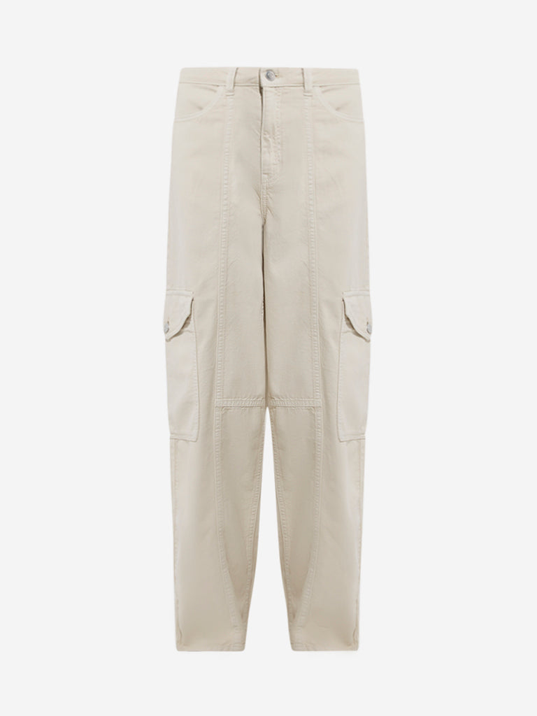 Nuon Off-White Relaxed-Fit High-Rise Jeans - Image 5