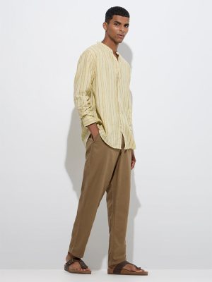 ETA Brown Solid Relaxed-Fit Mid-Rise Cotton Chinos